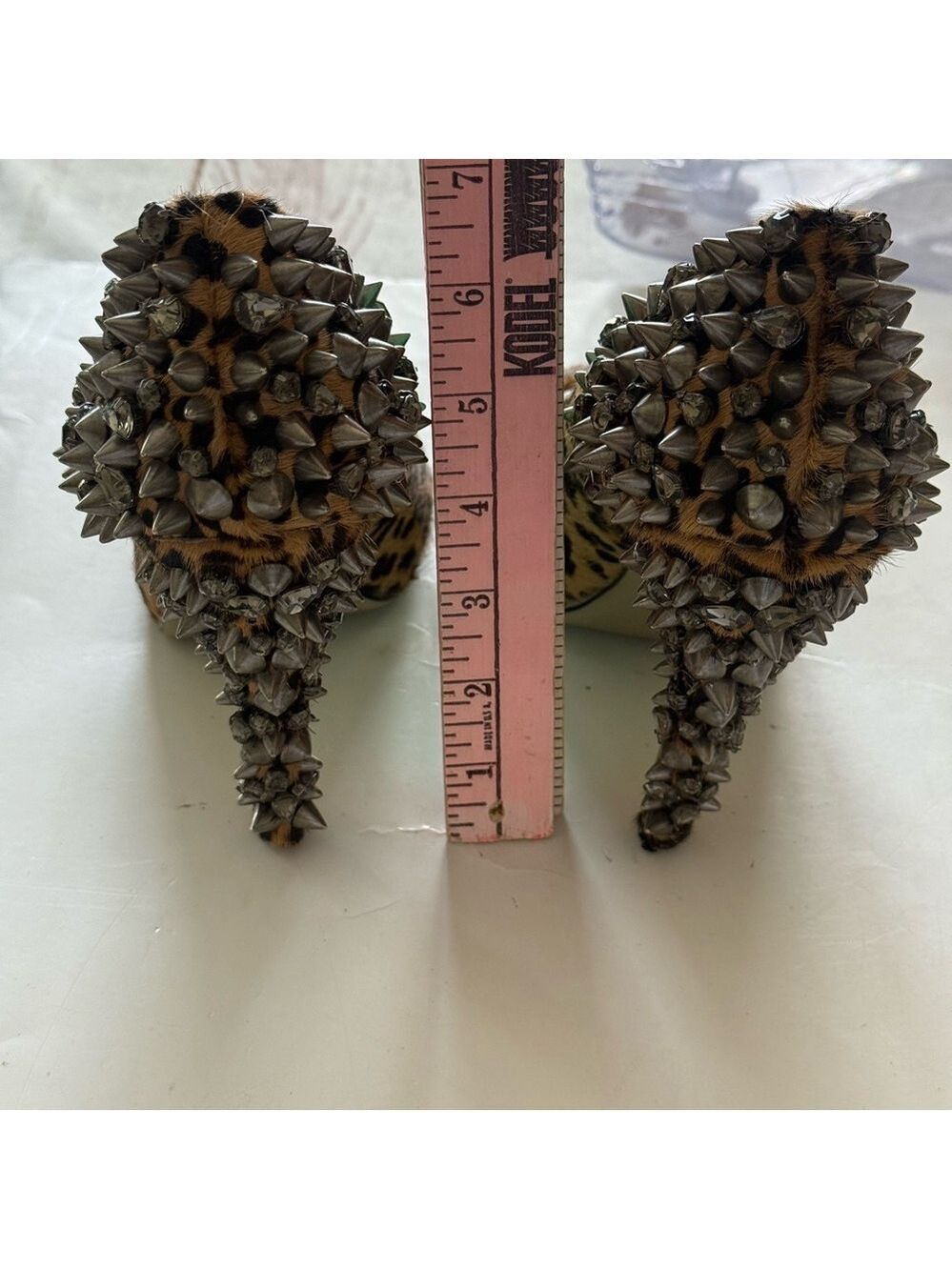 Leopard Print Stilettos Spiked high heels open toe 
Women’s 9 USA Party Wedding - Picture 12 of 16